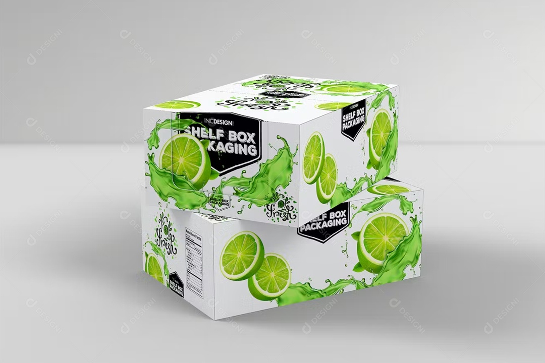 Caixa De Suco Limão Mockup PSD Editável