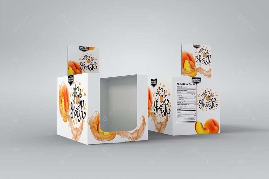 Caixa De Pêssego Mockup PSD Editável