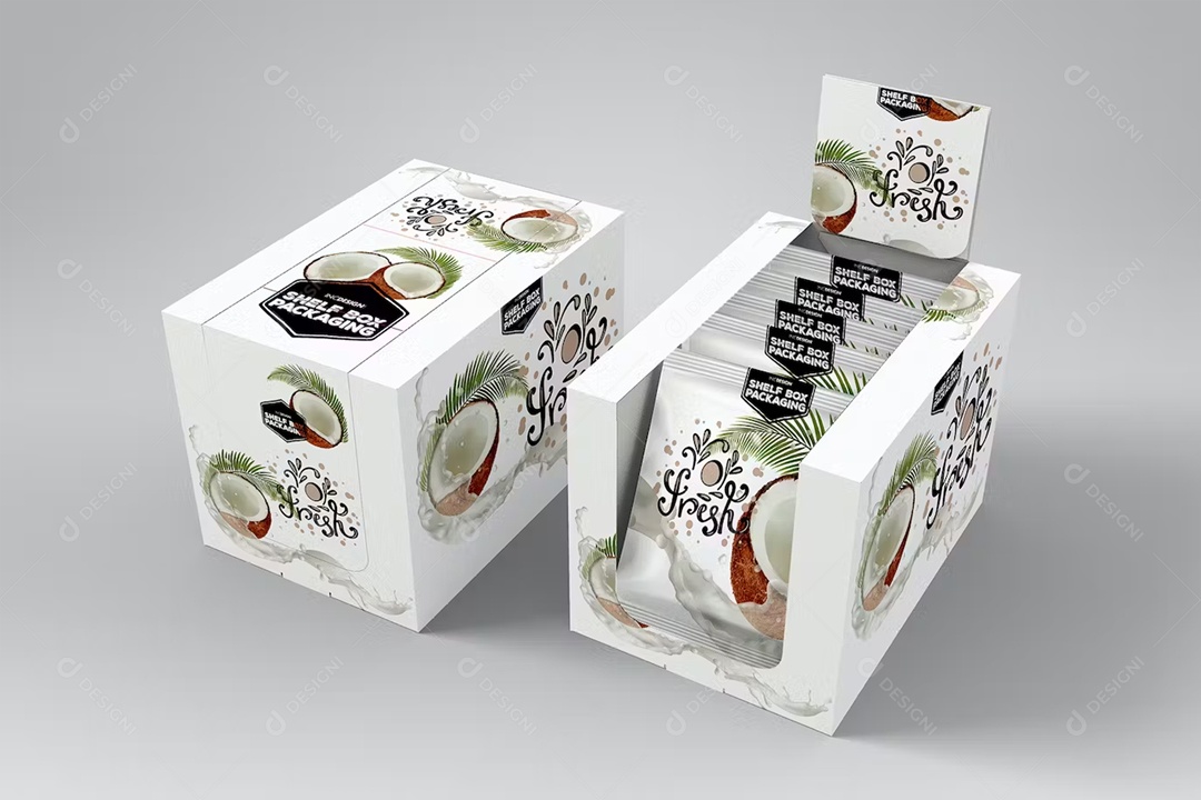 Caixa De Coco Mockup PSD Editável
