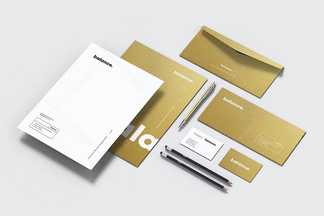 Envelope Papéis Mockup PSD Editável