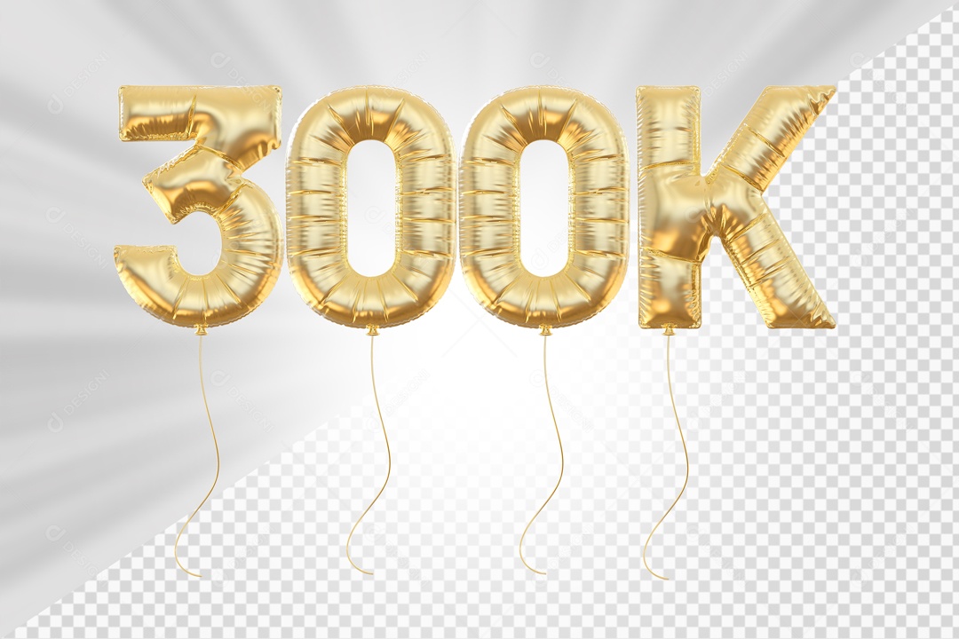 Balão 300K de Seguidores Elemento 3D para Composição PSD