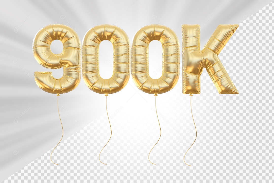 Balão 900K de Seguidores Elemento 3D para Composição PSD
