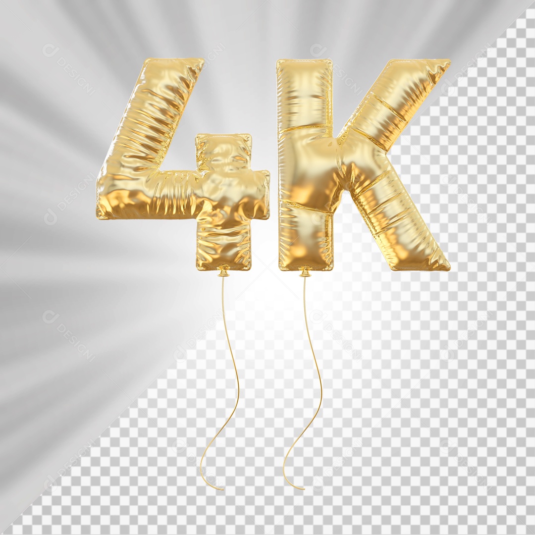 Elemento 3D Balão 4K de Seguidores para Composição PSD