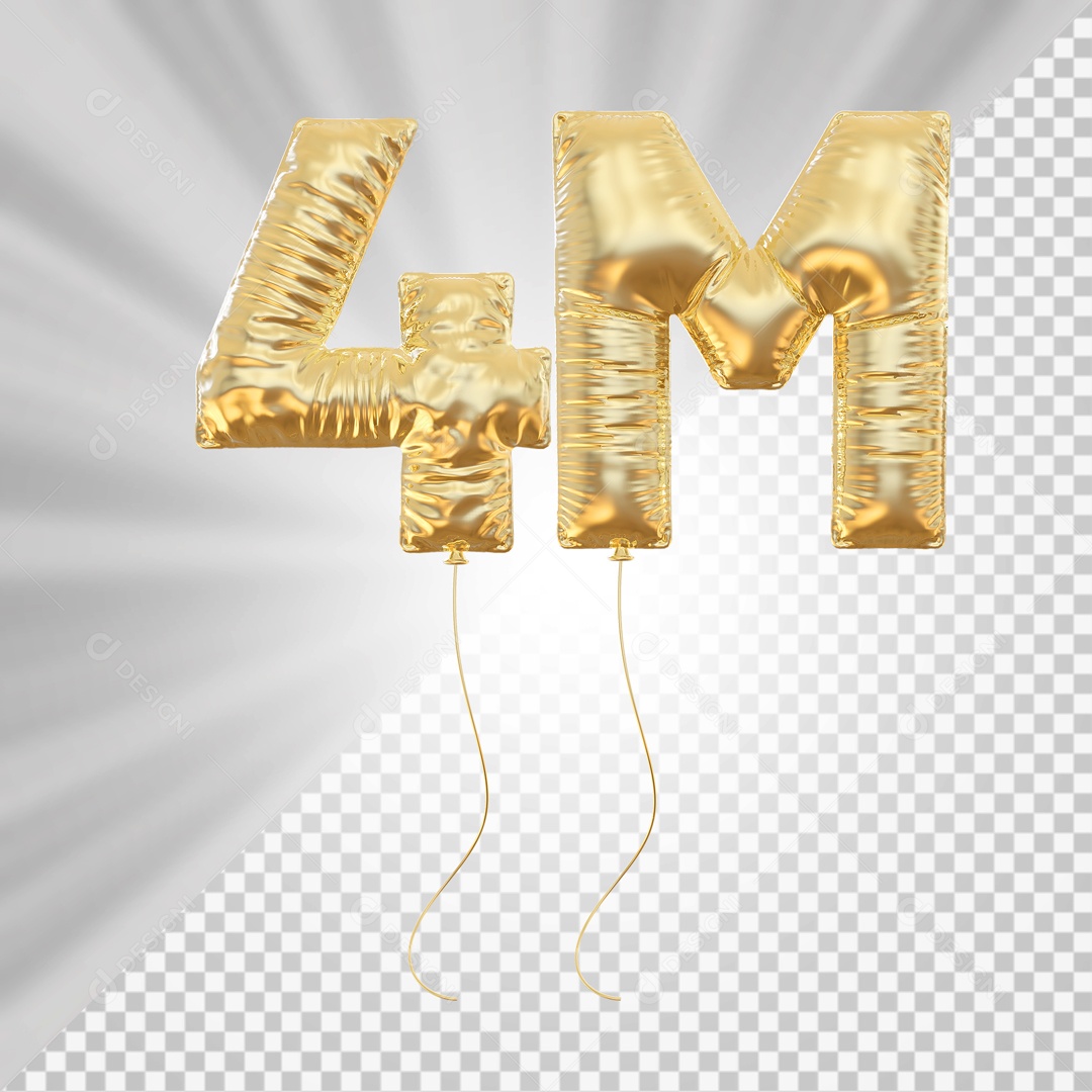 Elemento 3D Balão 4M de Seguidores para Composição PSD