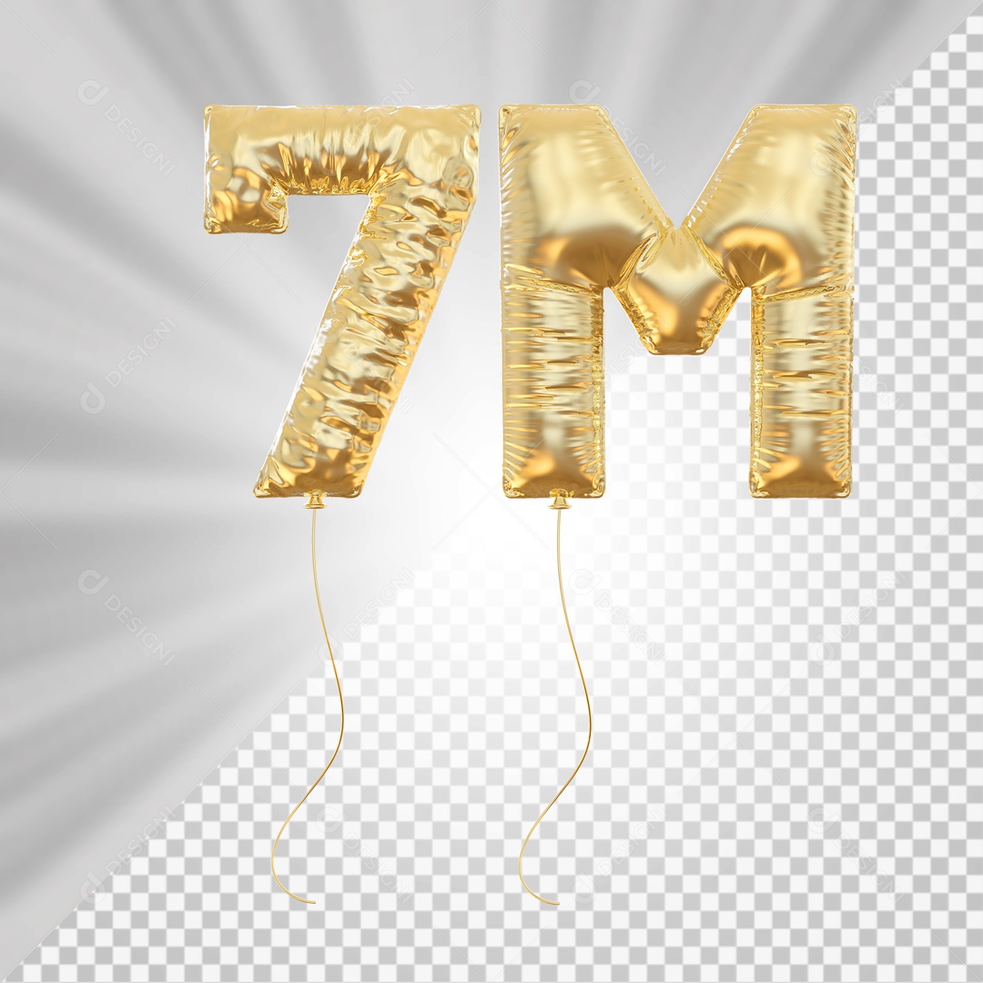 Balão 7M de Seguidores Elemento 3D para Composição PSD