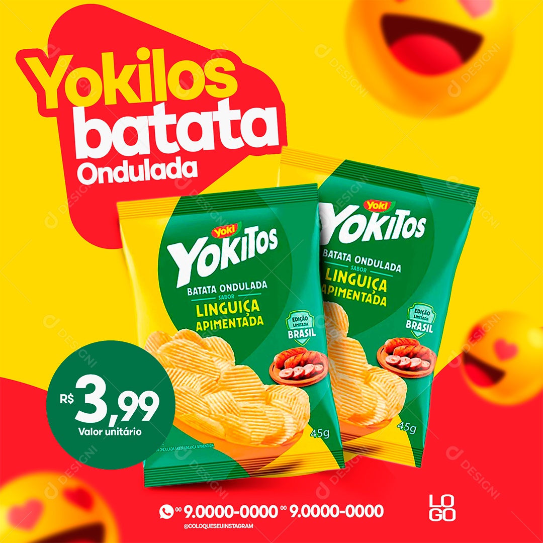 Social Media Batata Ondulada Yoki Linguiça Apimentada PSD Editável