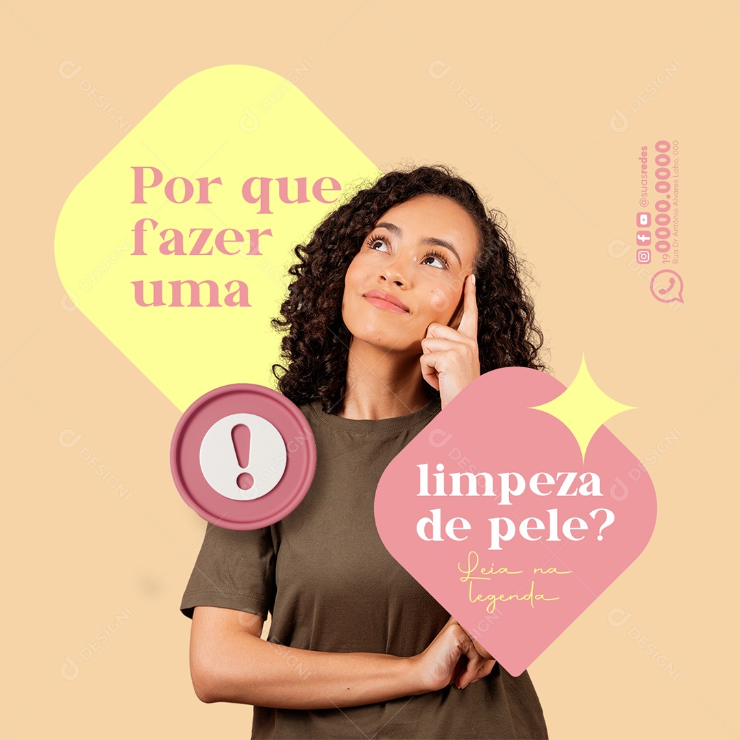 Clínica de Estética Por que fazer uma limpeza de pele Social Media PSD Editável