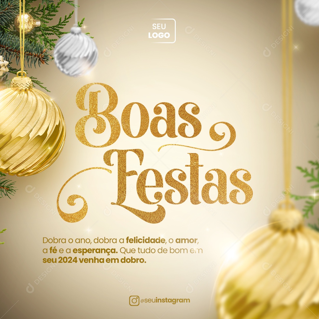 Social Meida Boas Festas Dobra o Ano Seu 2024 PSD Editável