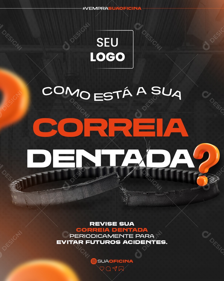 Social Media Como Está Sua Correia Dentada Borracharia PSD Editável