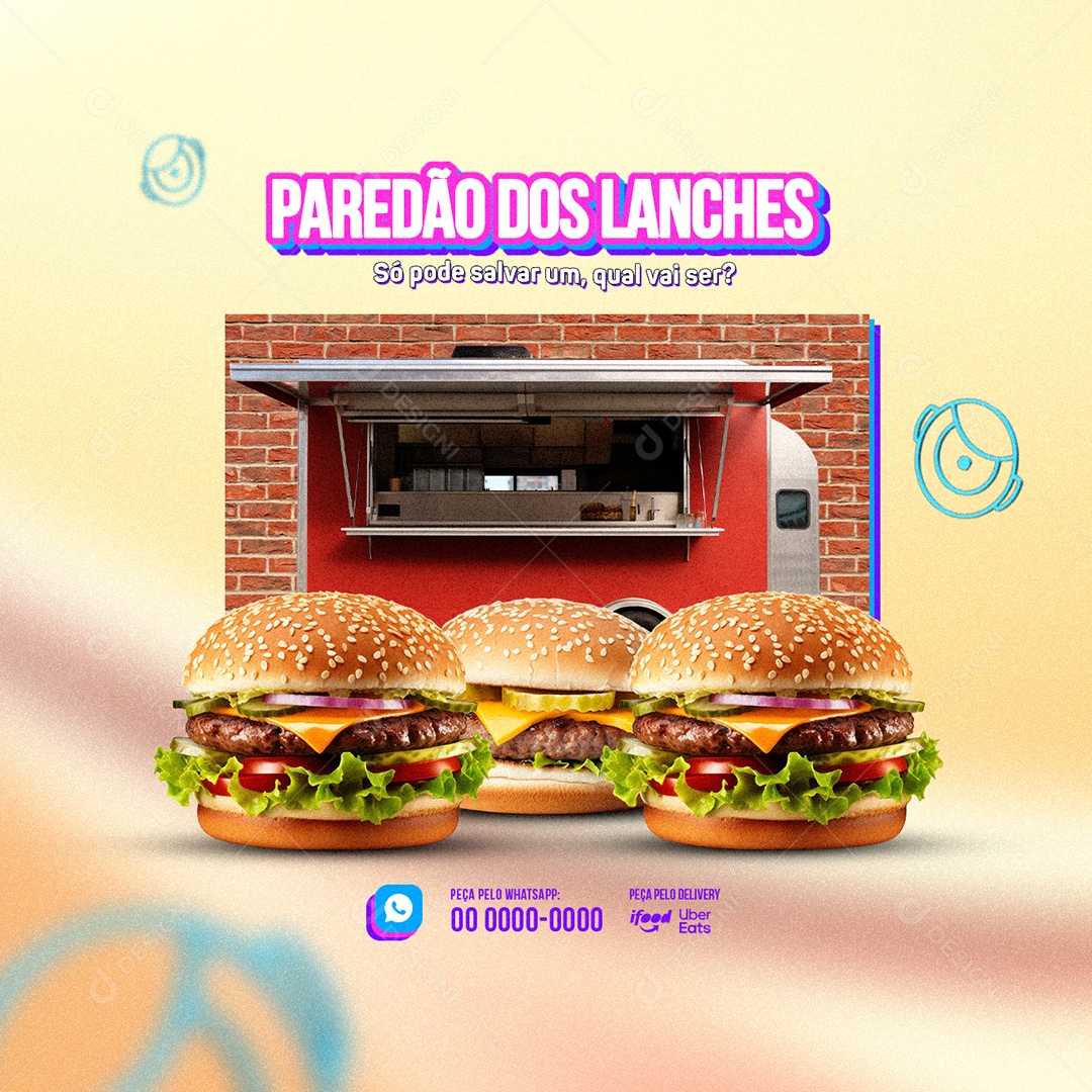 Lanchonete Trailer Paredão Dos Lanches Só pode salvar um Qual vai ser Social Media PSD Editável