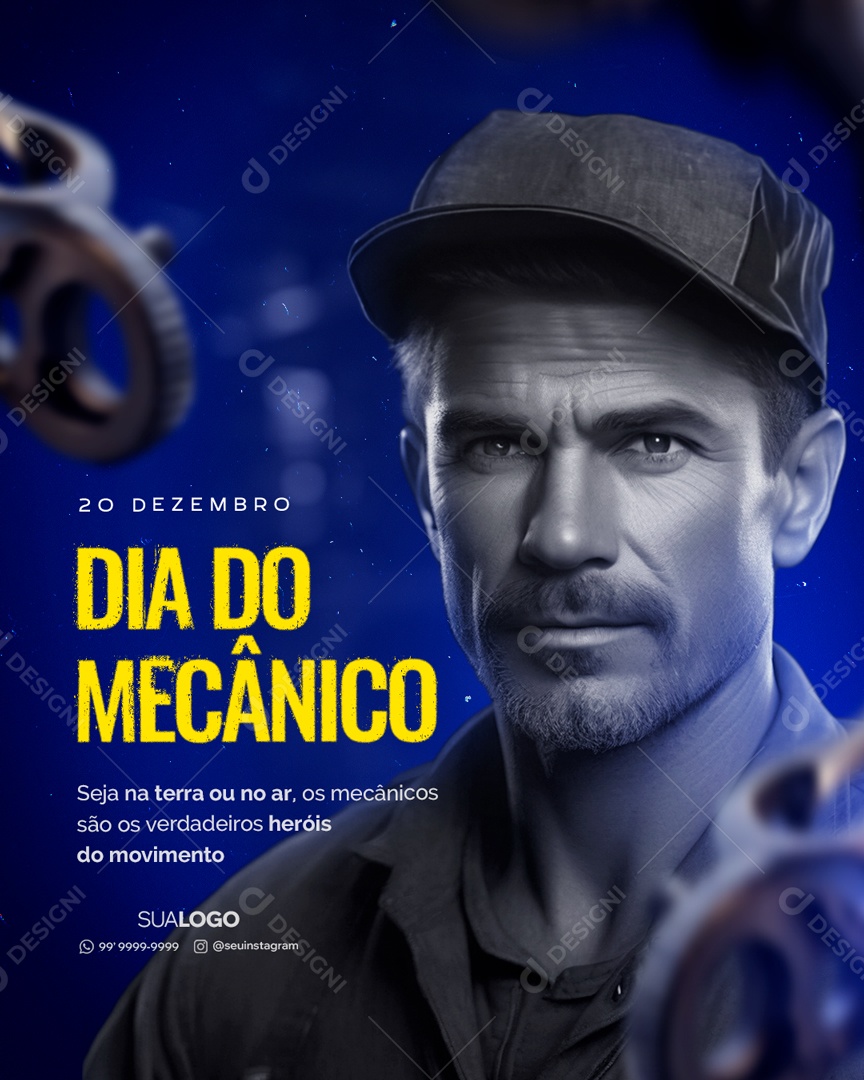 Social Media Dia Do Mecânico 20 De Dezembro Heróis Do Movimenrto PSD Editável