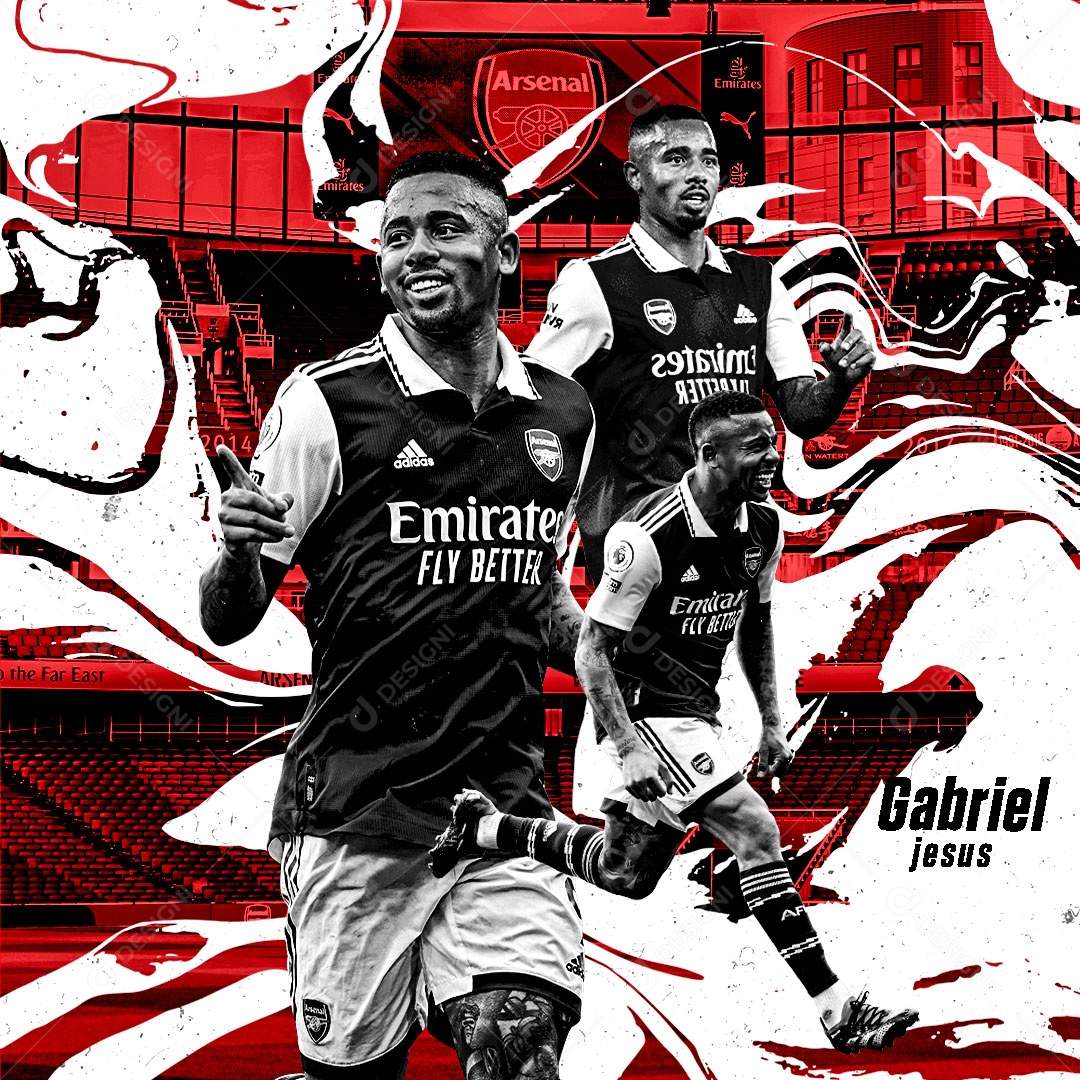 Social Media Flyer Jogador Gabriel Jesus Arsenal PSD Editável