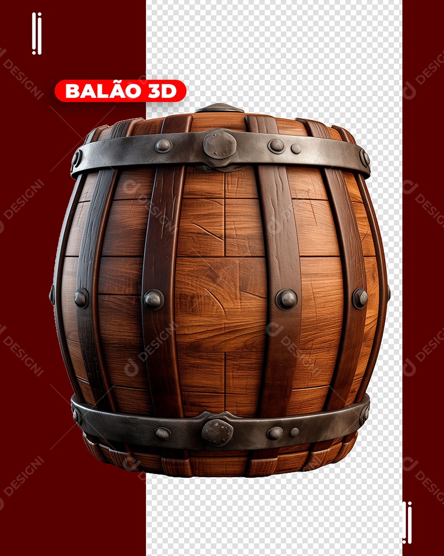 Barril Elemento 3D para Composição PSD