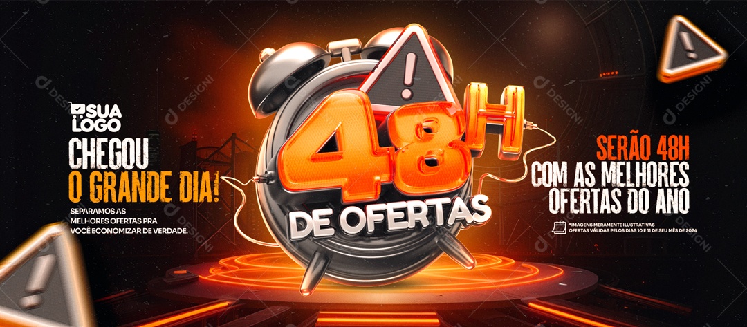 Banner Chegou O Grande Dia 48h De Ofertas Social Media PSD Editável