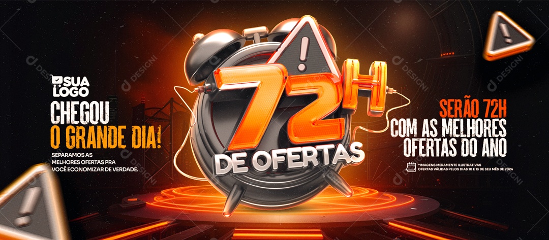 Social Media Banner Chegou O Grande Dia 72h De Ofertas PSD Editável