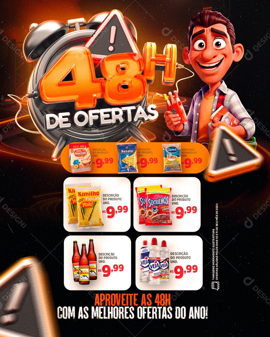 Social Media Encarte 48H De Ofertas Supermercado PSD Editável