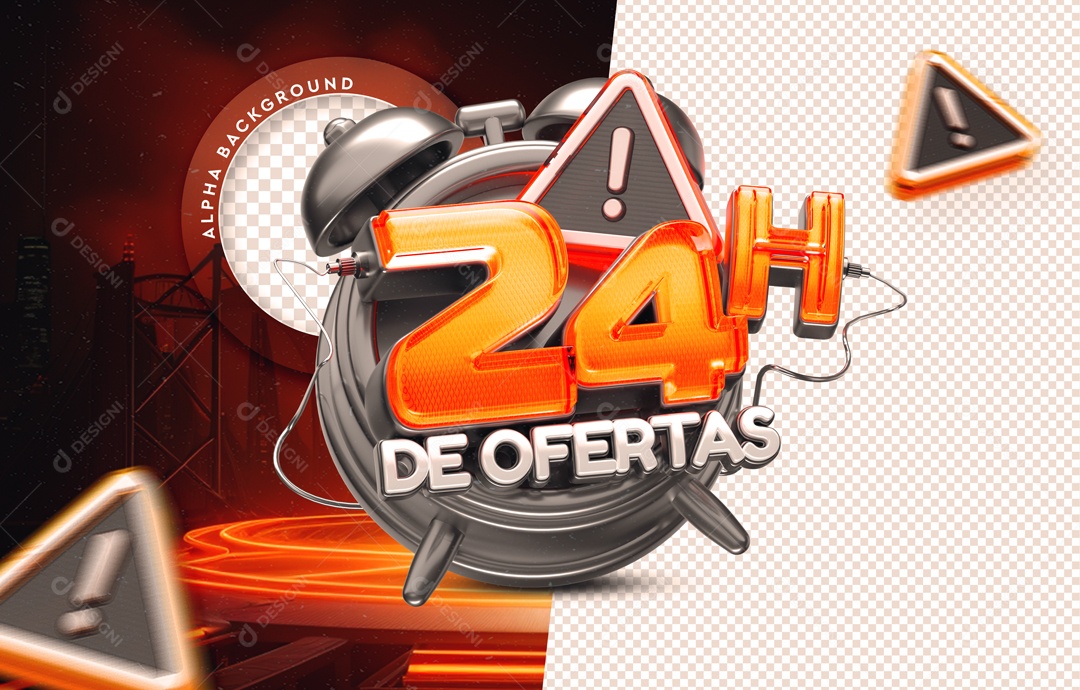 Selo 3D 24H De Ofertas Para Composição PSD