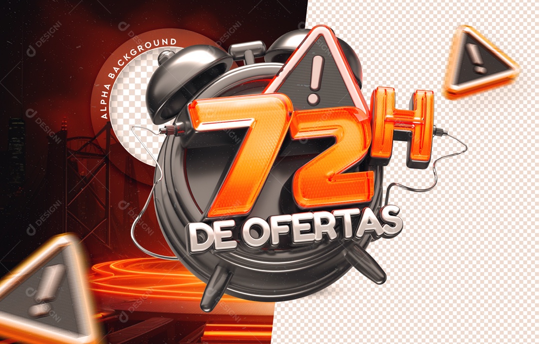 Selo 3D 72h De Ofertas Para Composição PSD