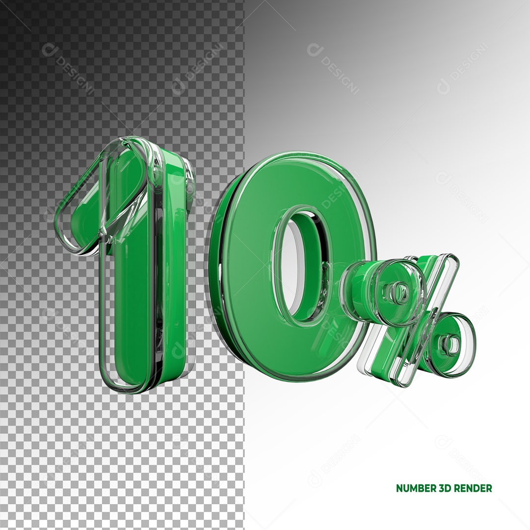 Número 3D 10% de Desconto para Composição PSD