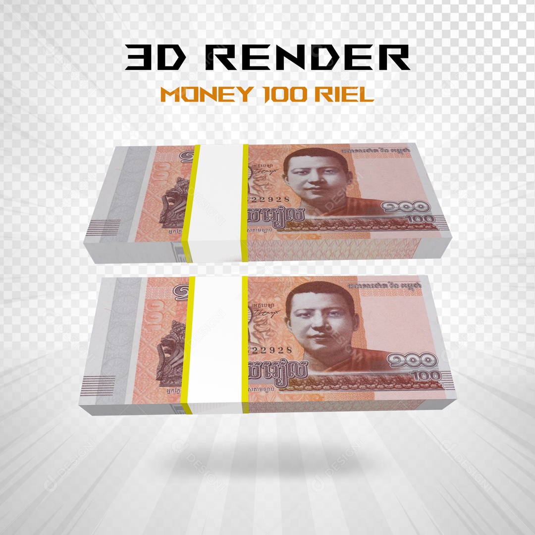 Notas de Dinheiro Baht 100 Elemento 3D para Composição PSD