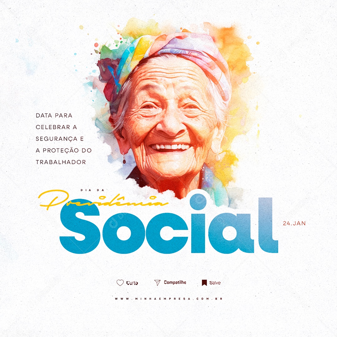 Dia Da Previdência Social 24 De Janeiro Data para Celebrar a Segurança e a Proteção Social Media PSD Editável