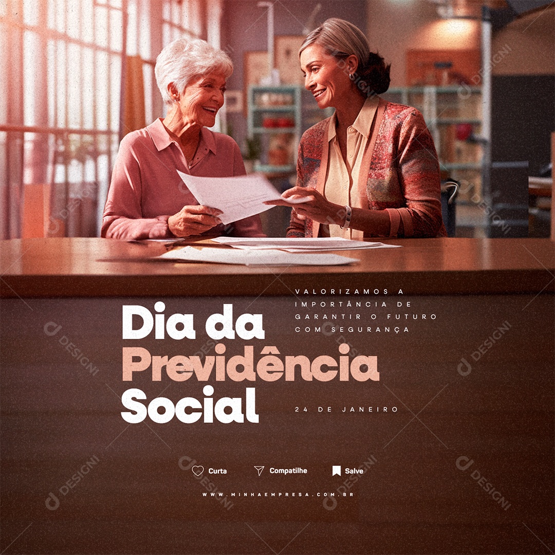 Dia Da Previdência Social 24 De Janeiro Valorizamos A Importância De Garantir o Futuro com Segurança Social Media PSD Editável