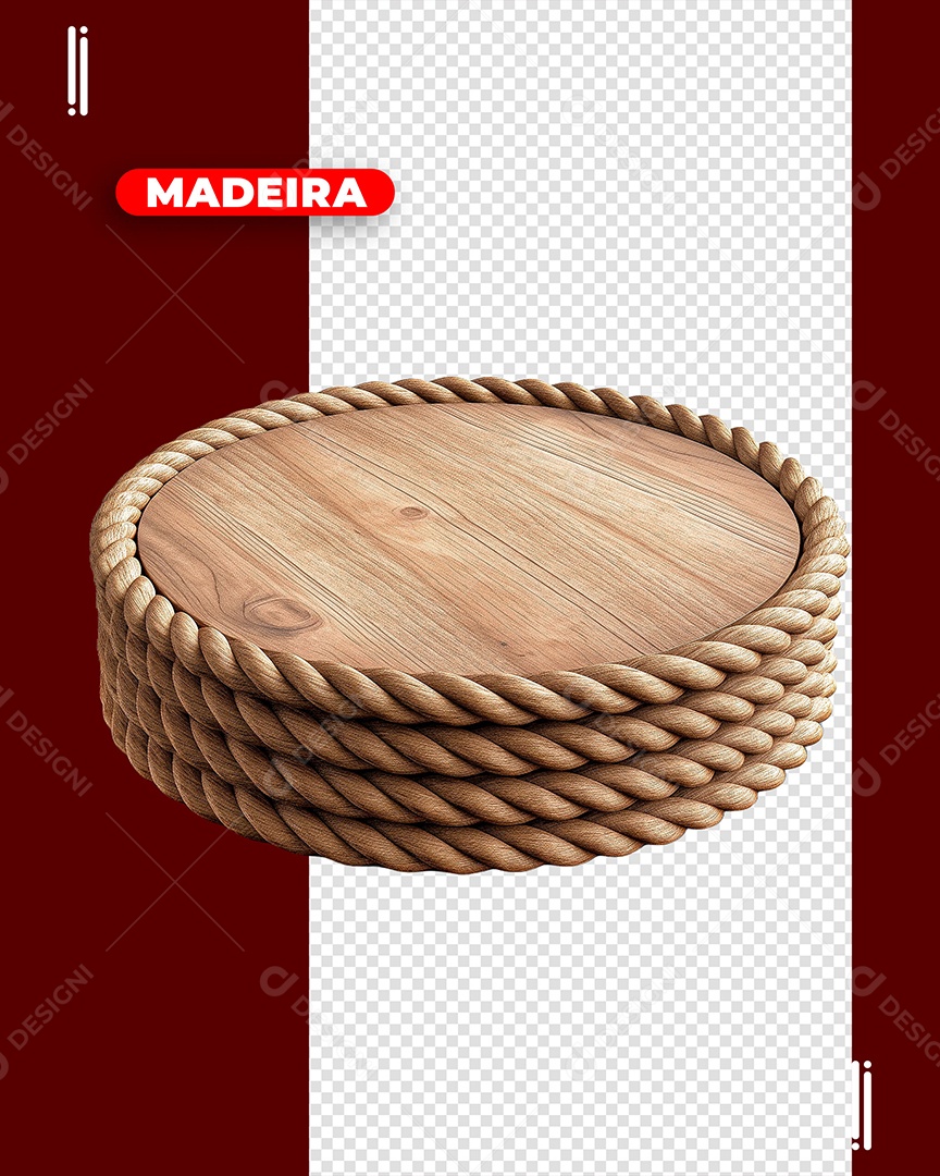 Elemento 3D de Madeira para Composição PSD