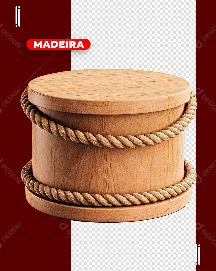Elemento 3D de Madeira para Composição PSD