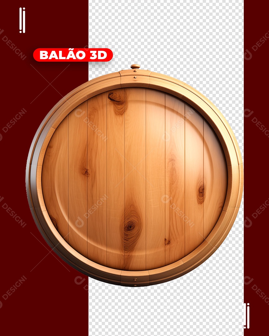 Círculo de Madeira Elemento 3D para Composição PSD