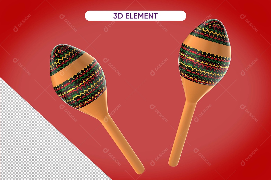 Elemento 3D Chocalho Para Composição PSD