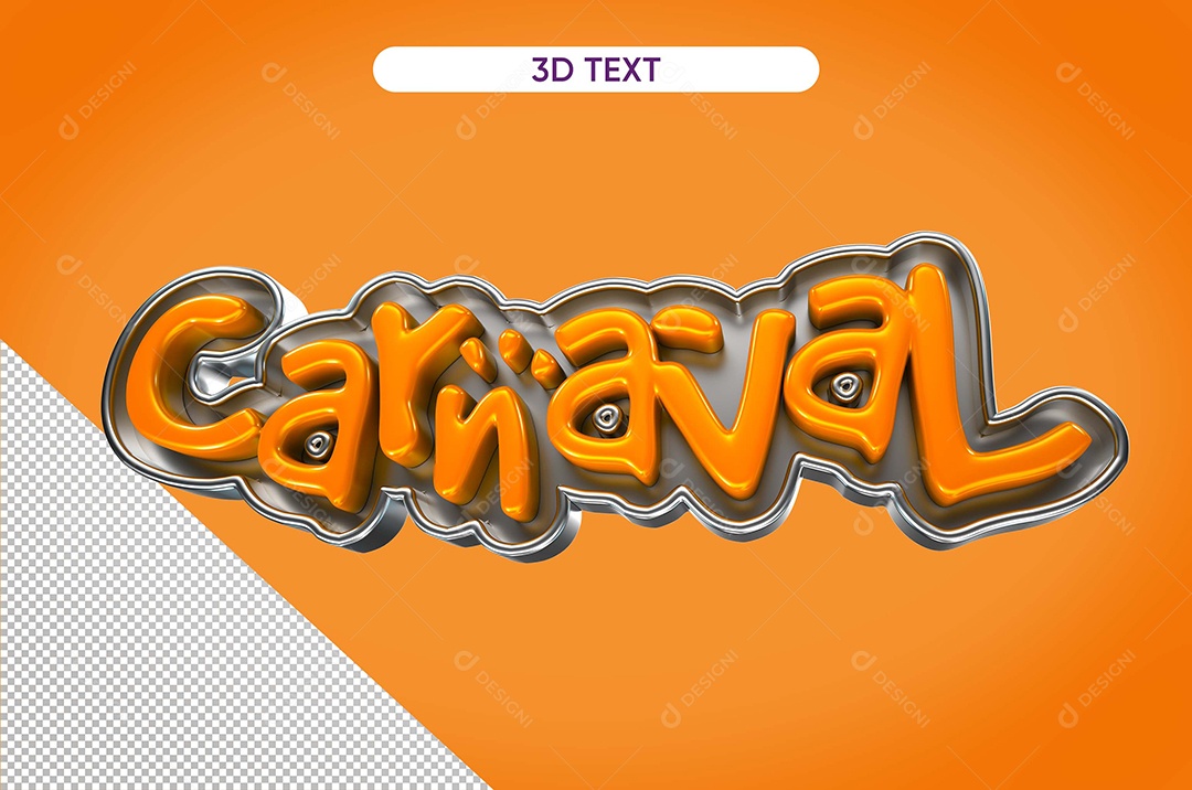 Texto 3D Amarelo Carnaval Para Composição PSD