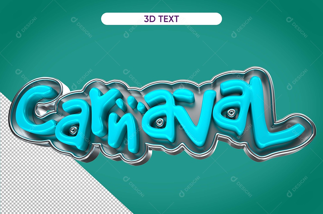 Texto 3D Azul Carnaval Para Composição PSD