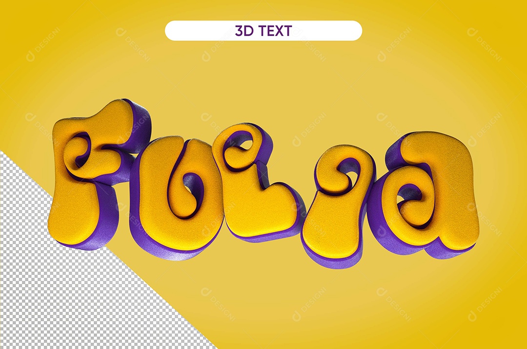 Texto 3D Amareo Folia Para Composição PSD