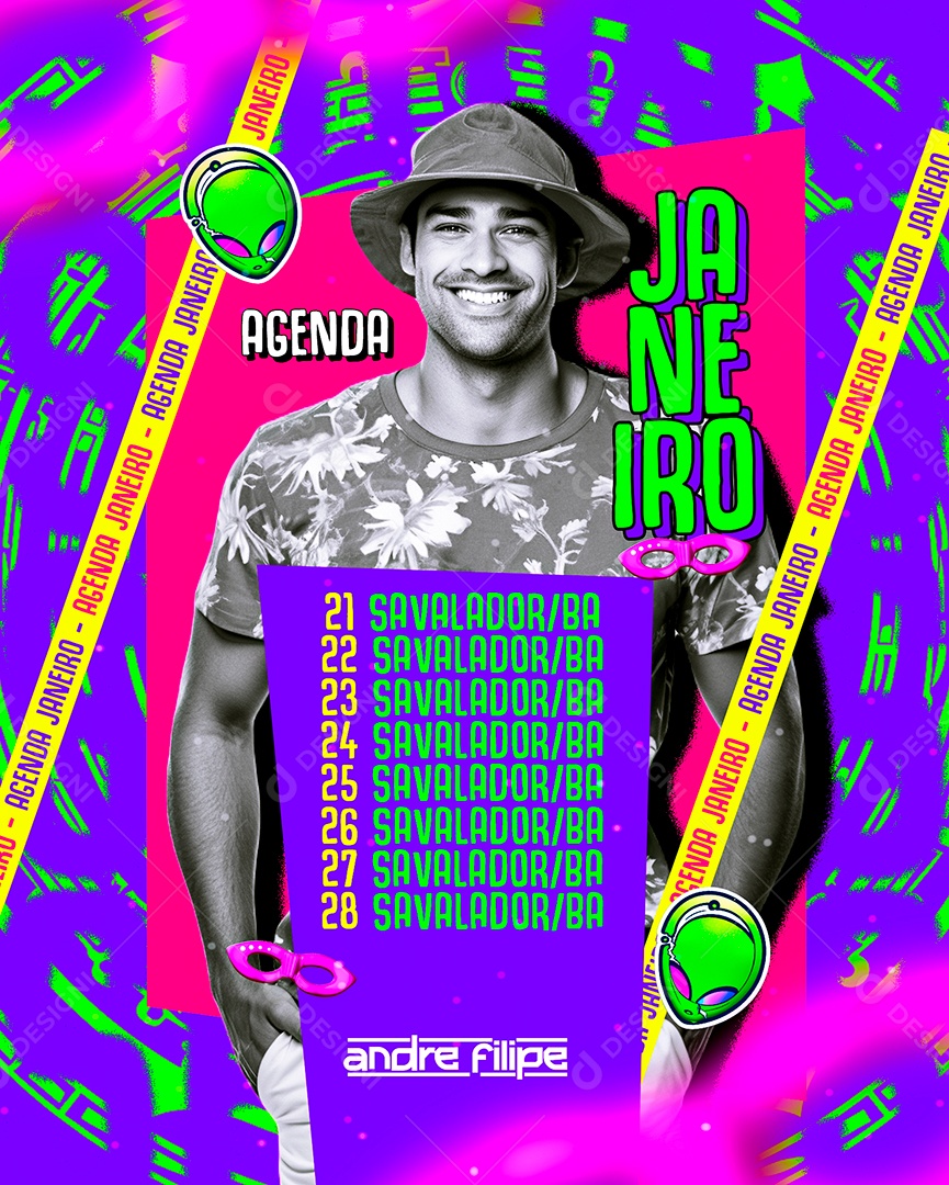 Flyer Agenda Janeiro Andre Filipe Social Media PSD Editável