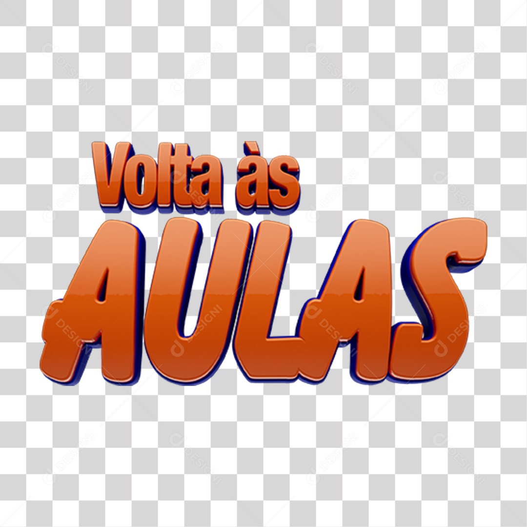 Texto 3D Volta ás Aulas PNG Transparente