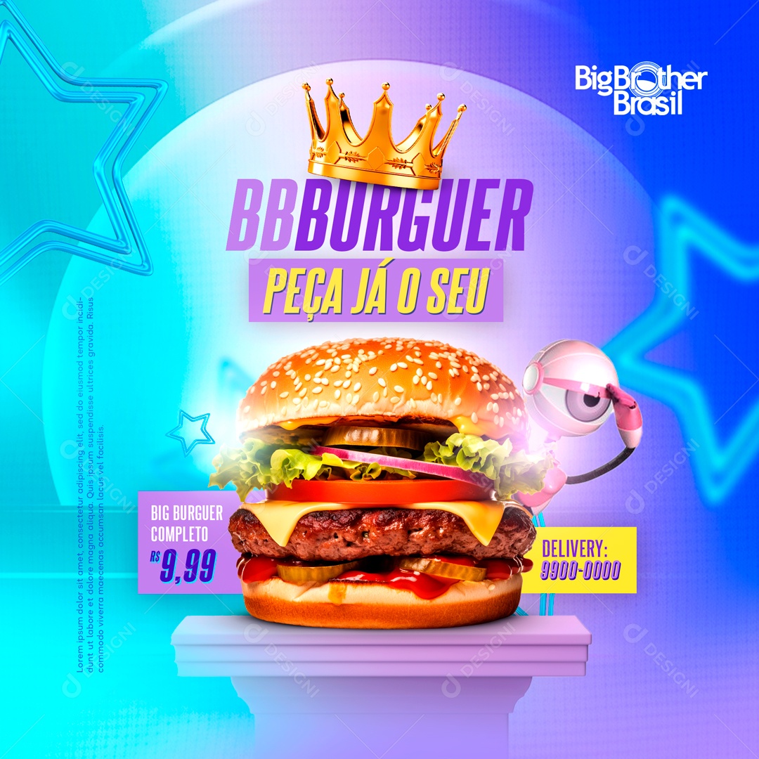 Social Media BBBurguer Peça Já o Seu Hamburgueria PSD Editável