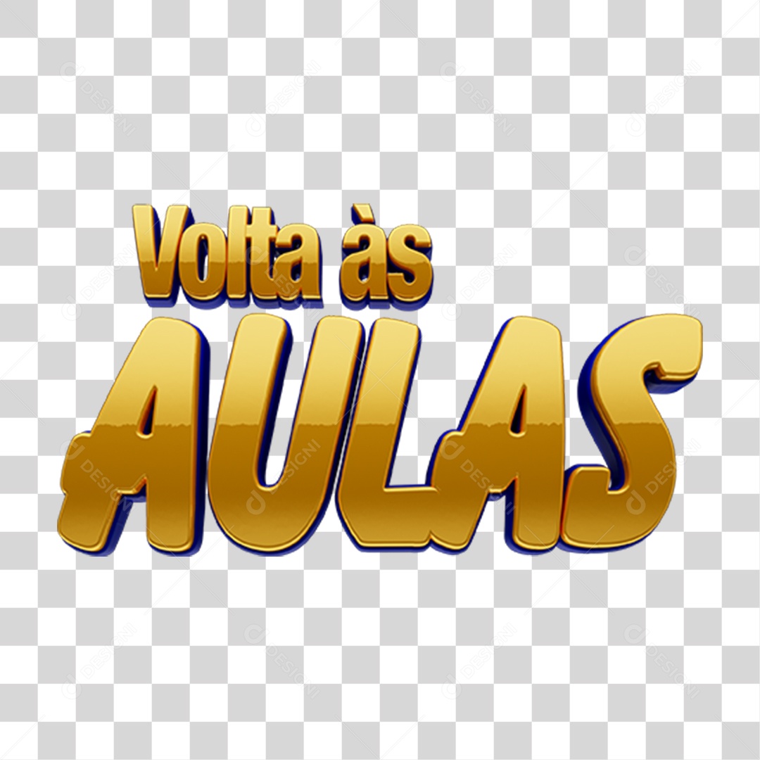 Texto 3D Volta ás Aulas PNG Transparente