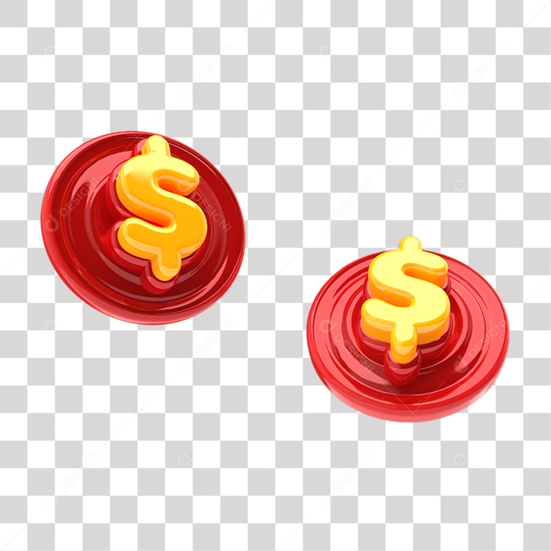 Ícone de Cifrão Moeda Elemento 3D para Ofertas Da Semana para Composição PNG Transparente