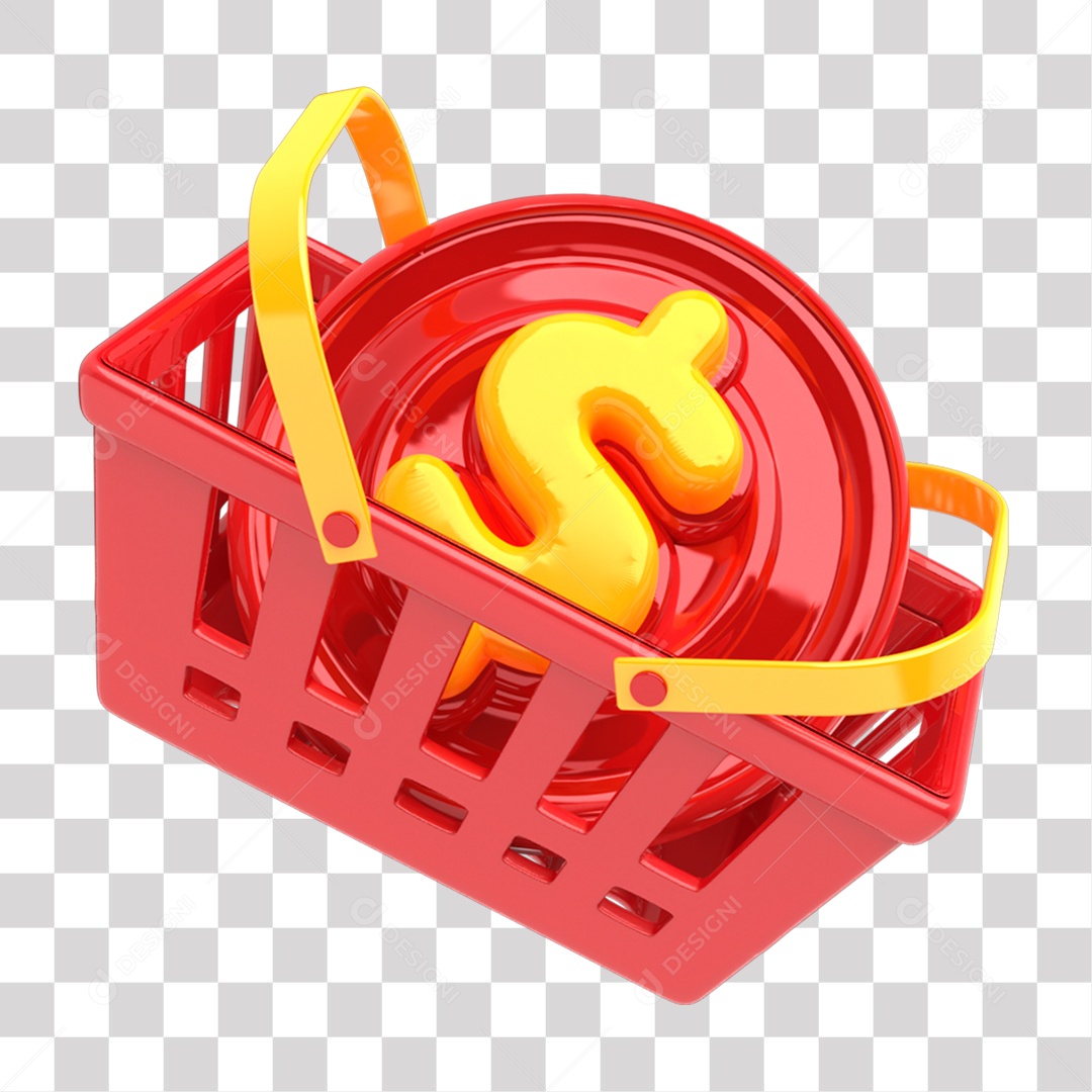 Cesta de Compras Elemento 3D de Ofertas Da Semana para Composição PNG Transparente