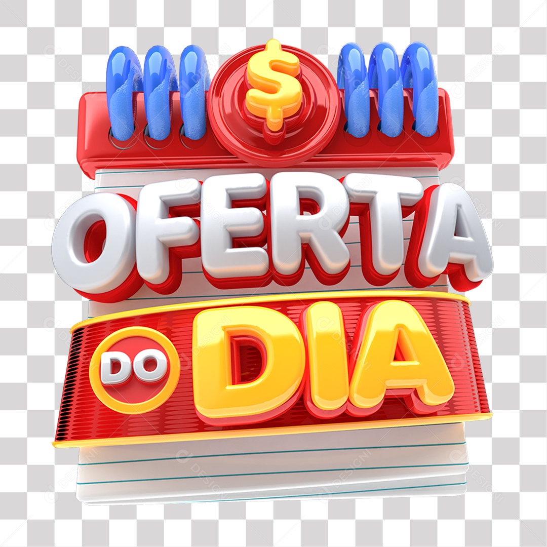 Selo 3D Oferta Do Dia Vermelho Amarelo e Branco para Composição PNG Transparente