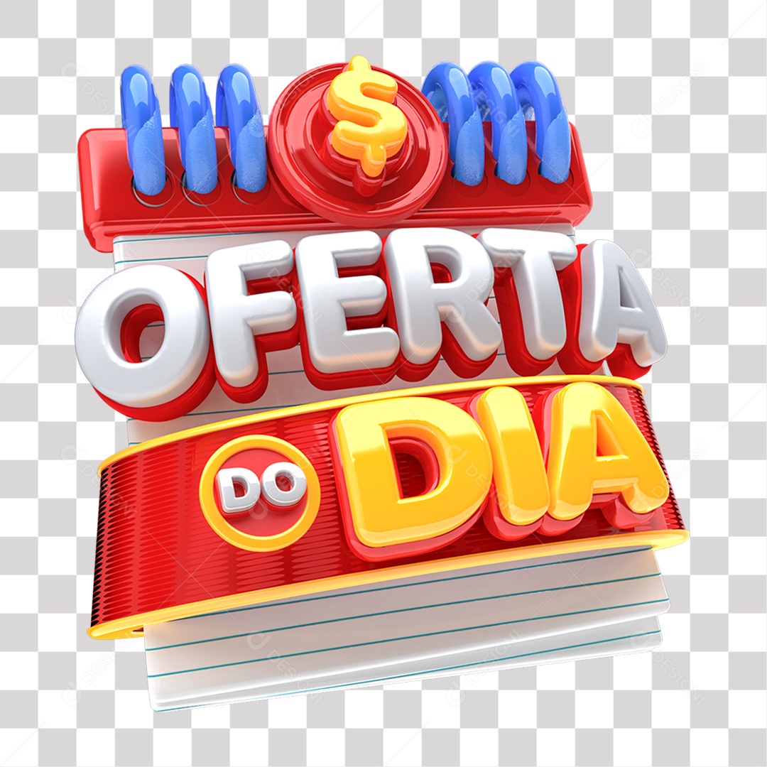 Oferta Do Dia Selo 3D Vermelho Amarelo e Branco para Composição PNG Transparente