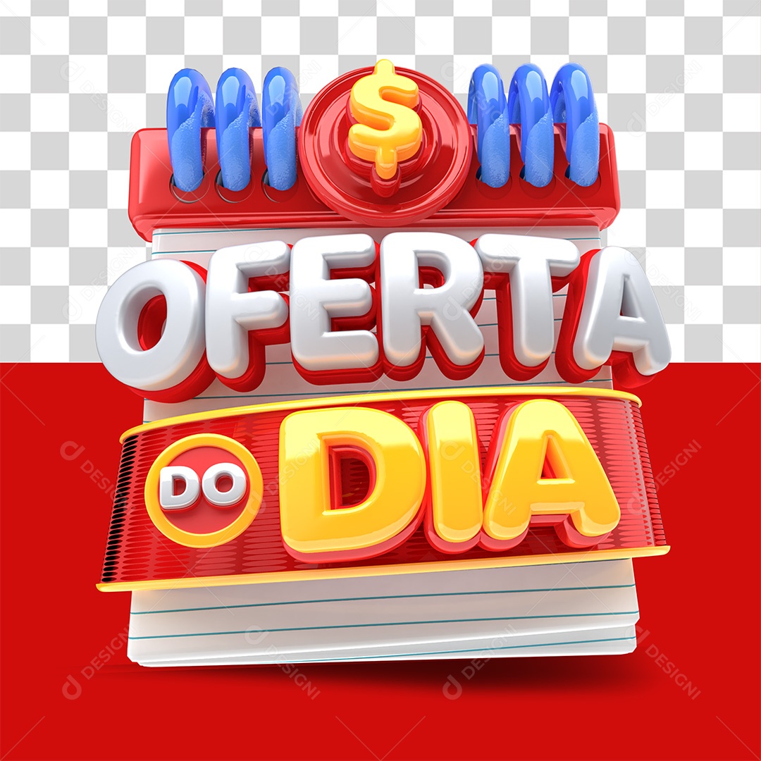 Selo 3D Oferta Do Dia Vermelho Amarelo e Branco para Composição PSD