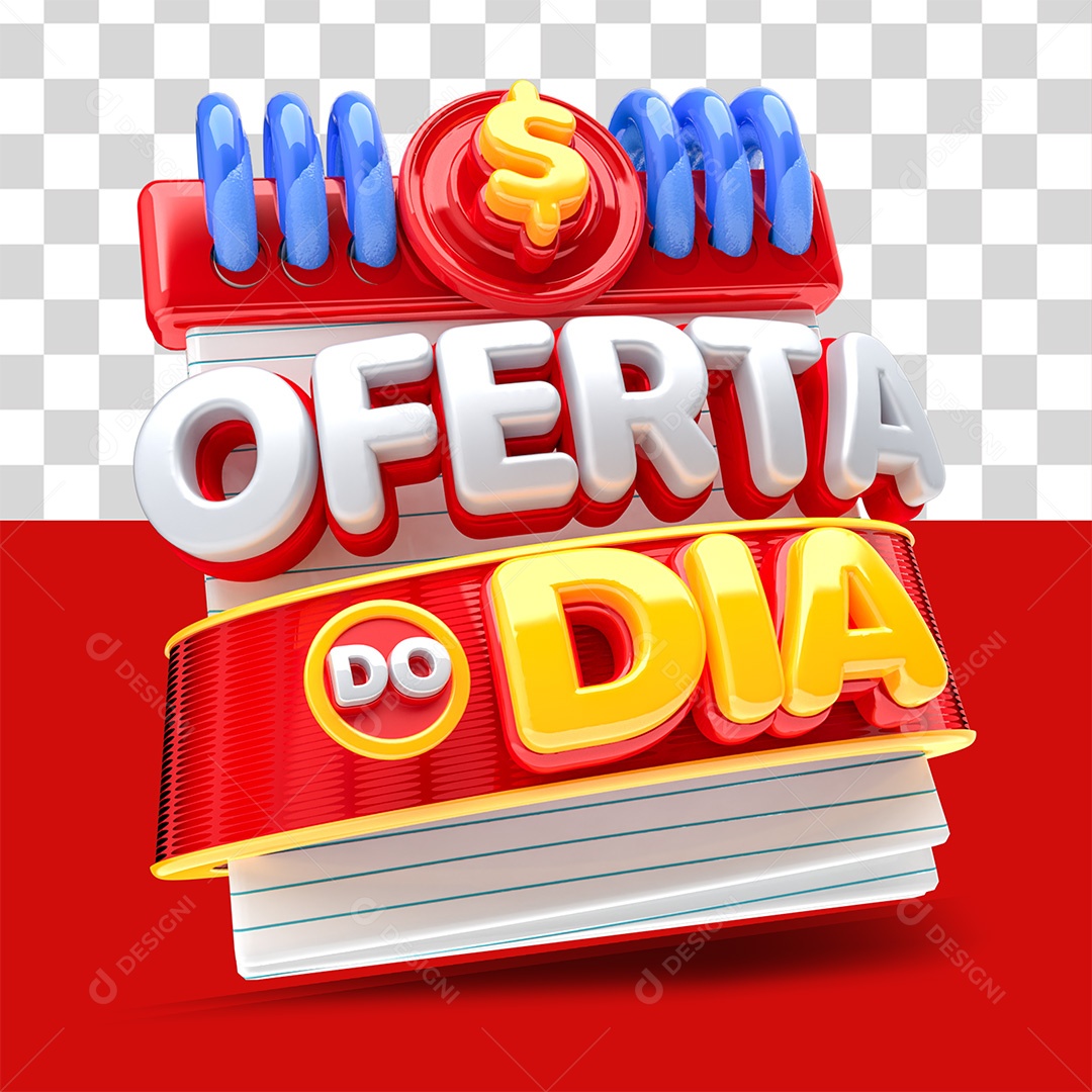 Oferta Do Dia Selo 3D Vermelho Amarelo e Branco para Composição PSD