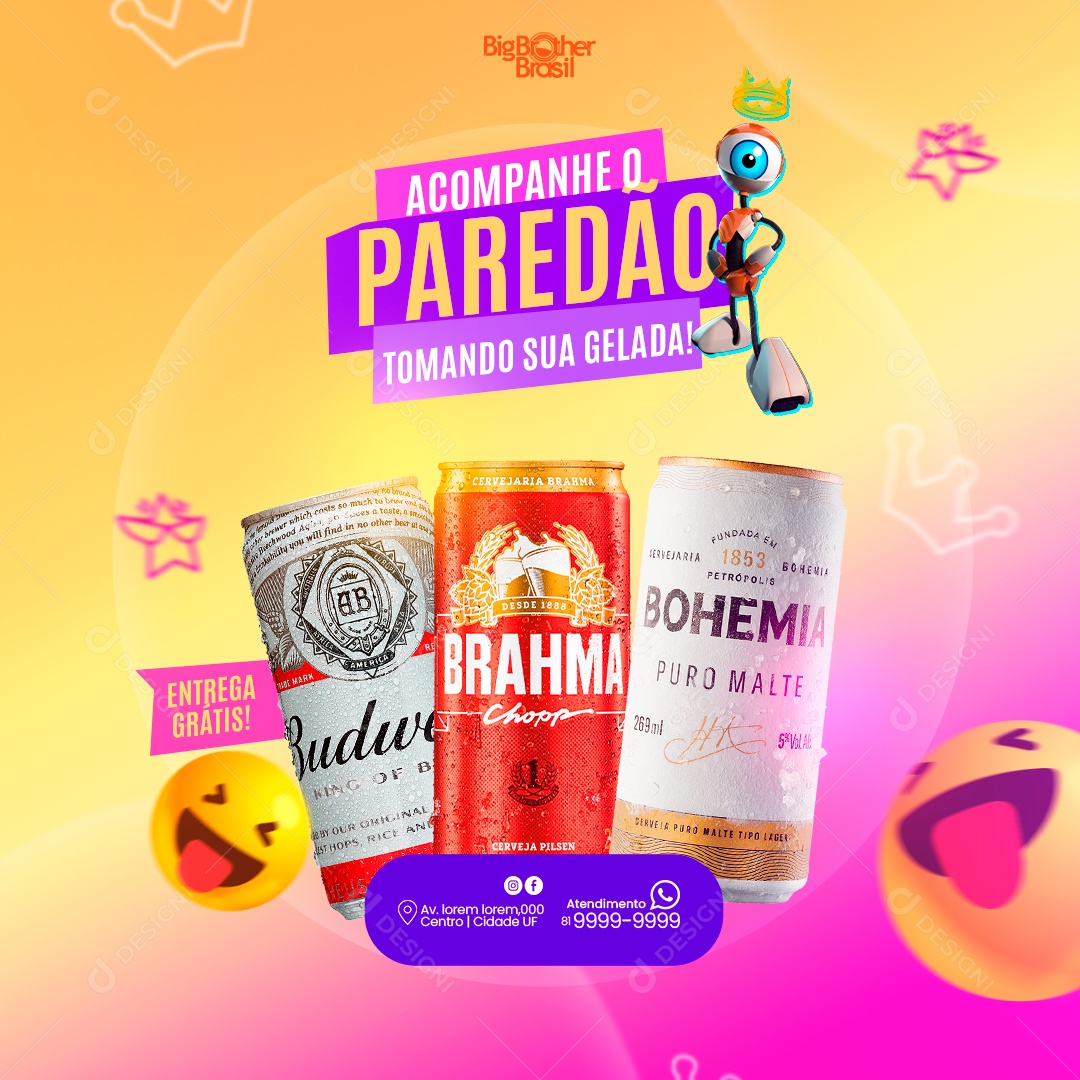 Social Media Acompanhe o Paredão Tomando Uma Gelada PSD Editável