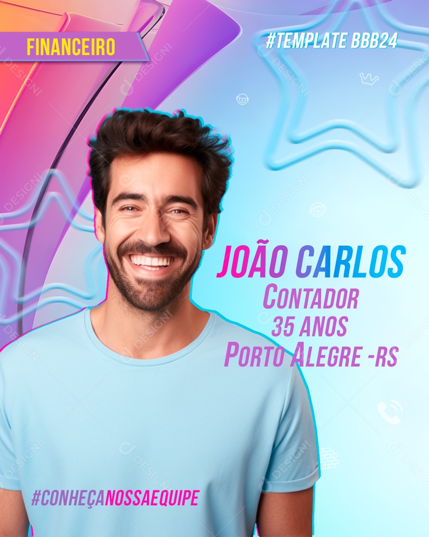 Social Media Participante João Carlos Big Brother Brasil PSD Editável