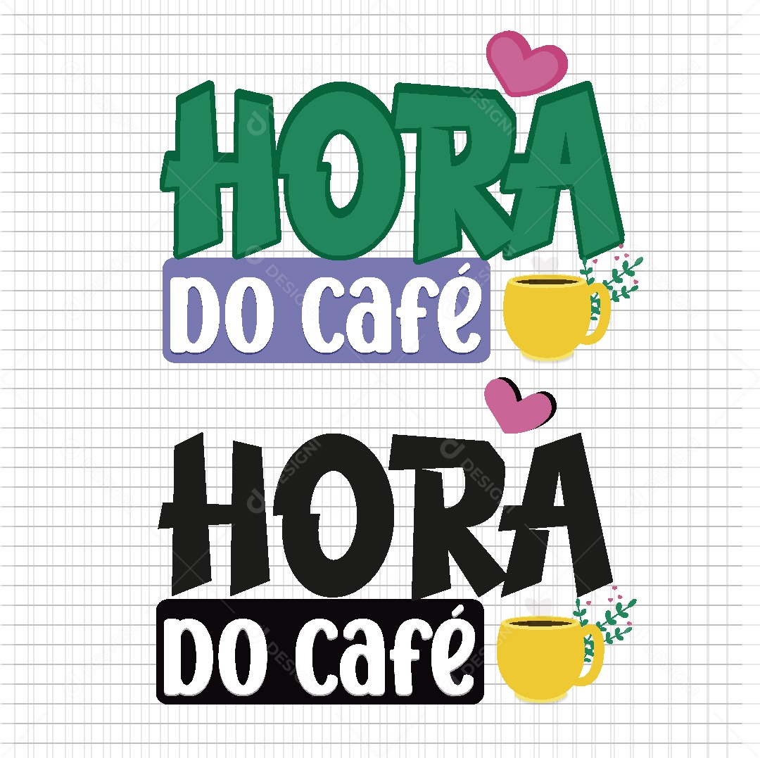 Lettering Hora do Café Ilustração Vetor EPS