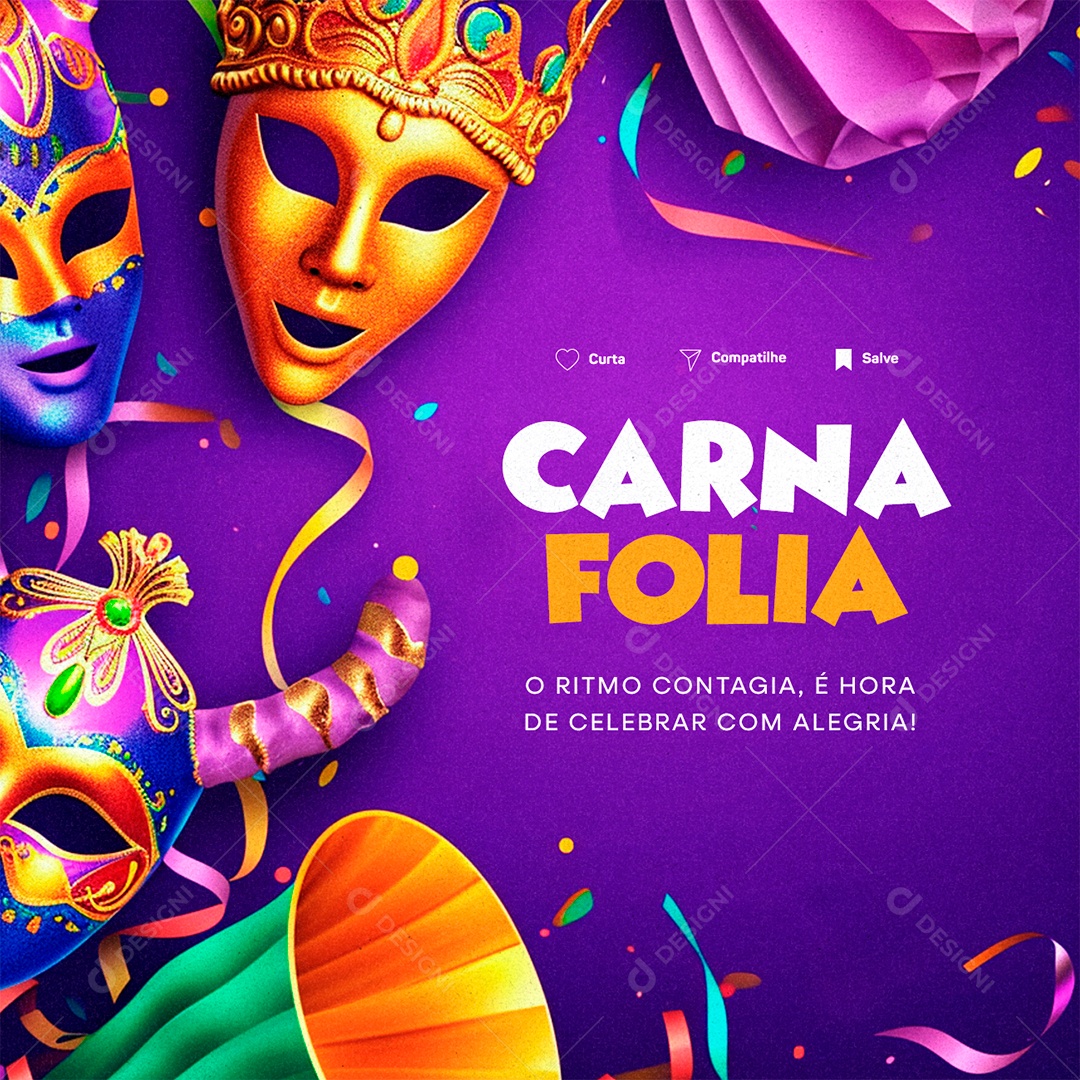 Carna Folia O Ritmo Contagia é Hora de Celebrar com Alegria Carnaval Social Media PSD Editável