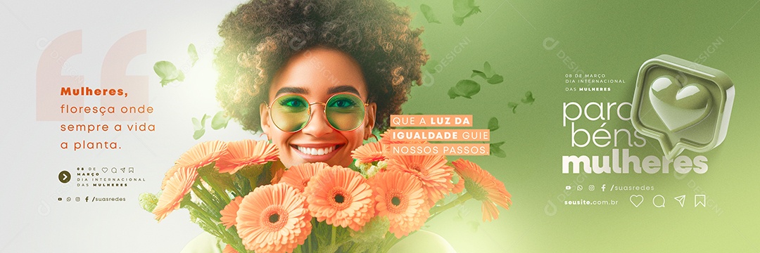 Social Media Dia Internacional das Mulheres 8 de Março Que a Luz da Igualdade Guie nossos Passos PSD Editável