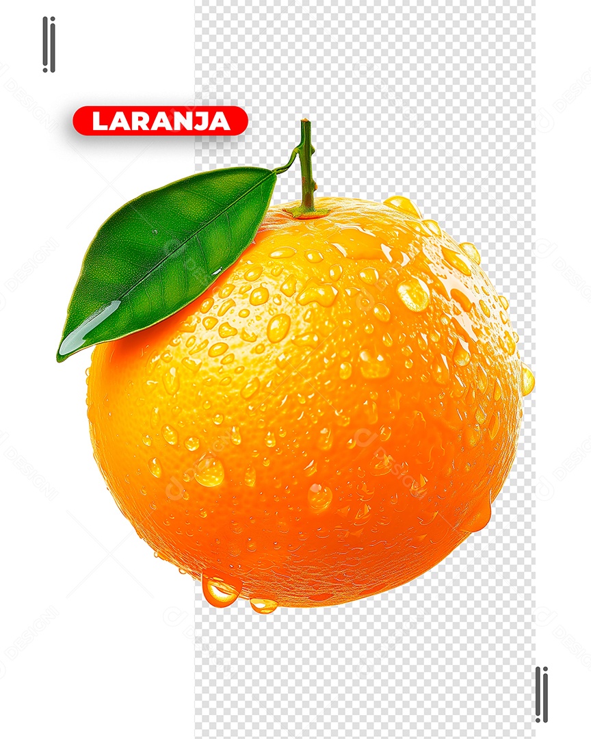 Laranja Elemento 3D para Composição PSD