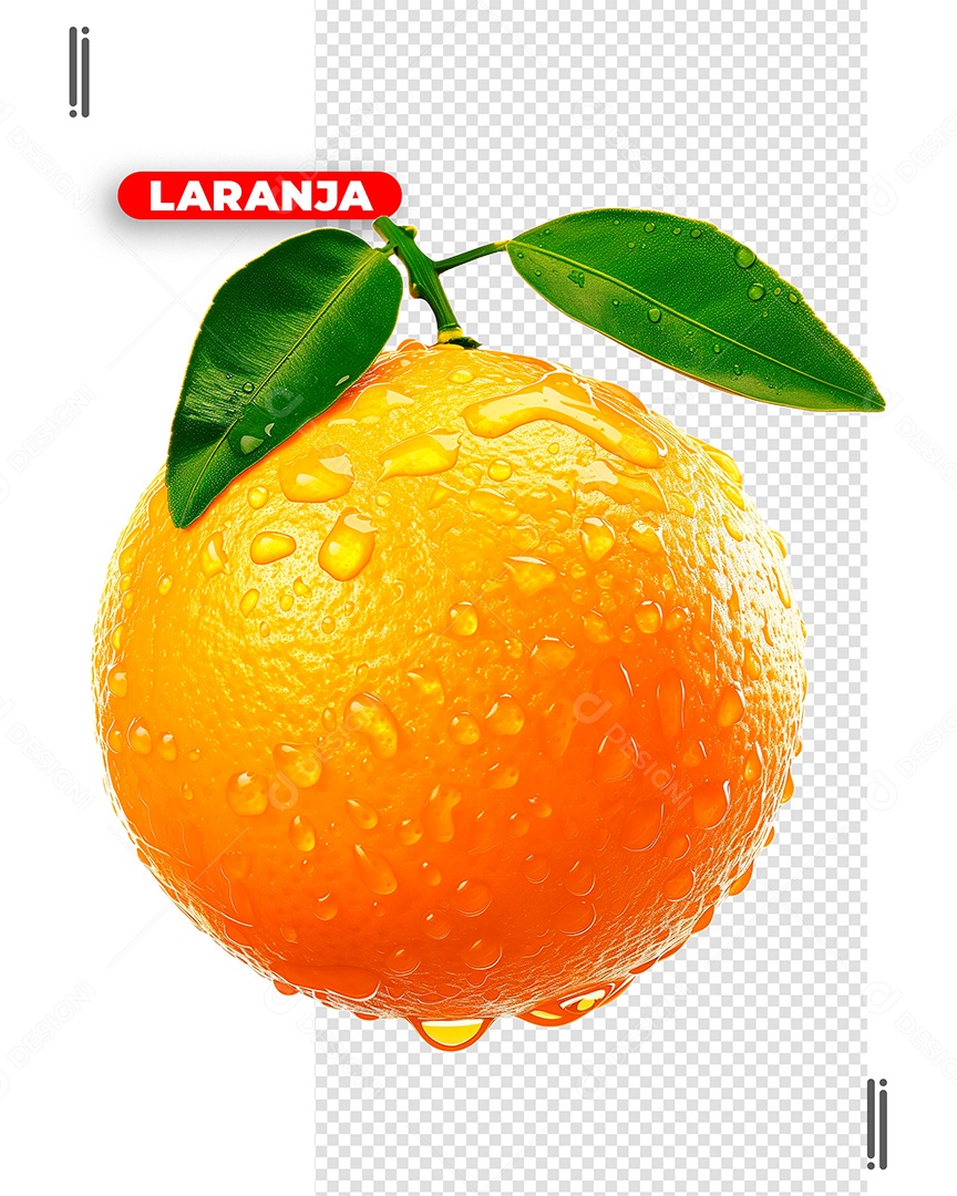 Laranja Elemento 3D para Composição PSD